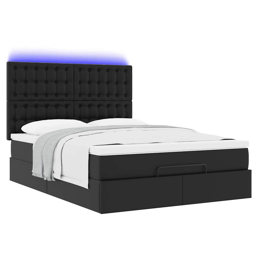 Otomanski krevet s madracem i LED diodama crna 140x190 cm
