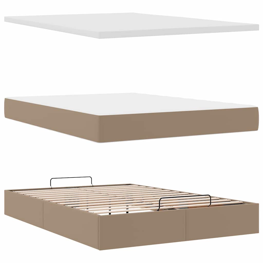 Ottoman krevet s madracem i LED diodama Cappuccino 140x190 cm umjetna koža