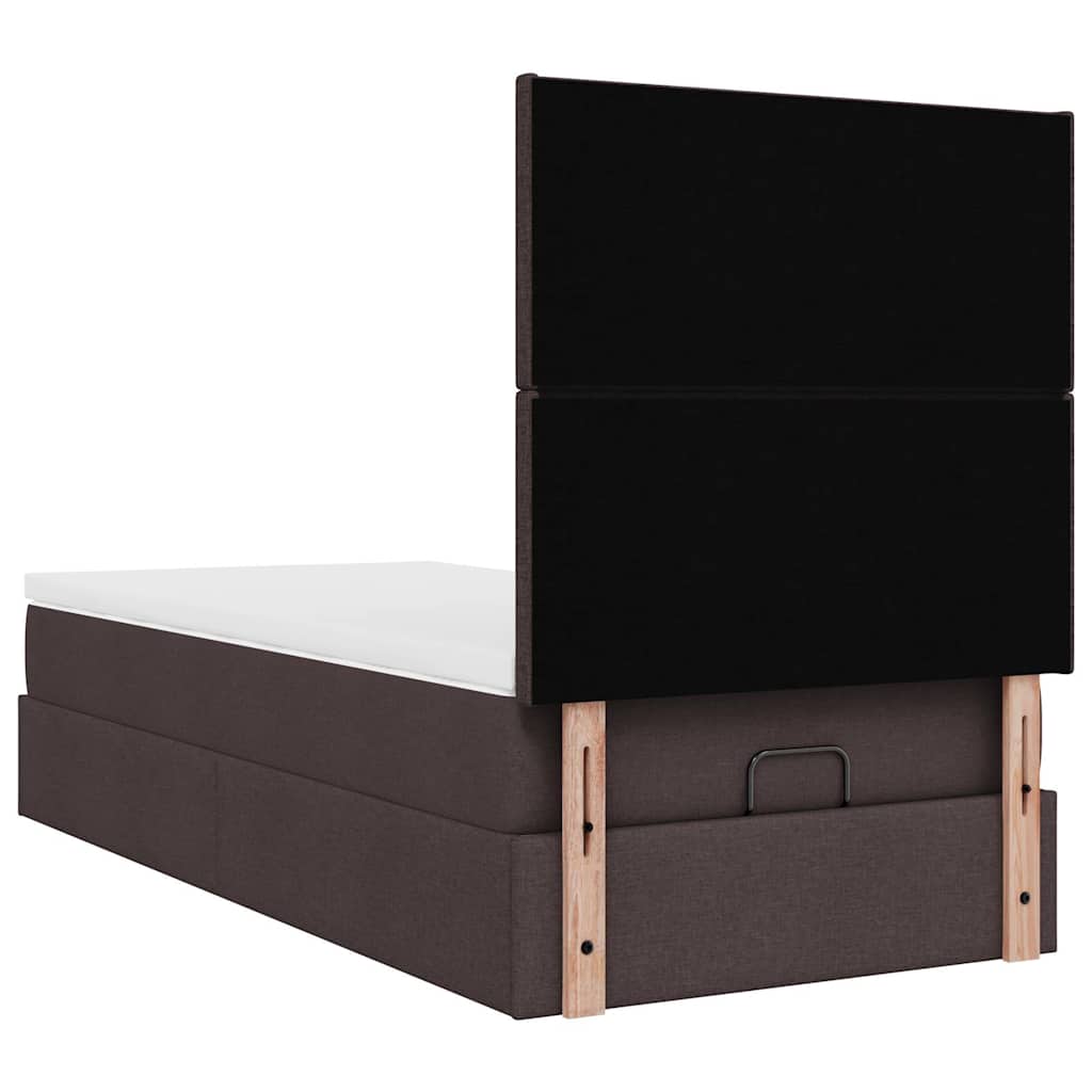 Otomanski okvir kreveta s madraca tamnosmeđi 90x190cm tkanine