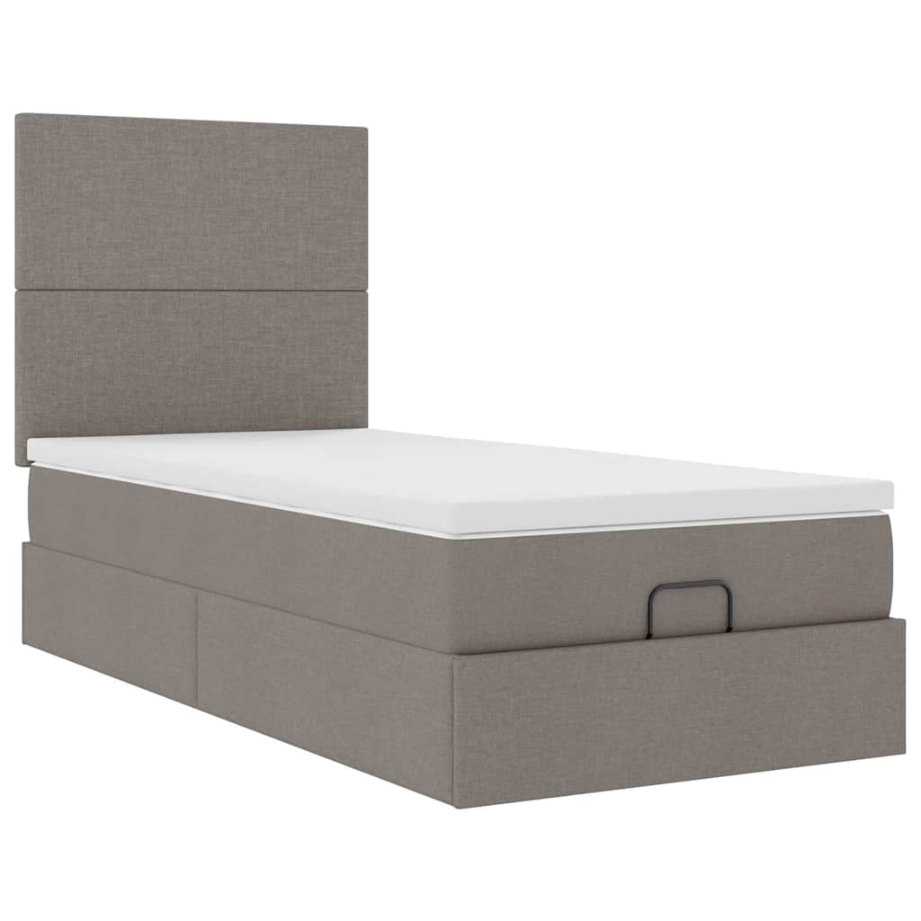Otomanski okvir kreveta s madraca smeđesivi 90x190cm tkanine