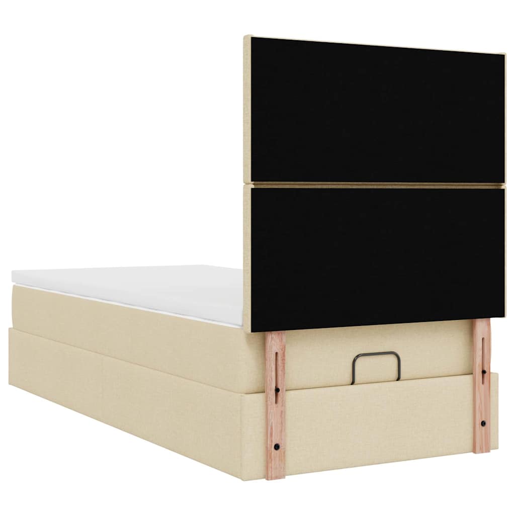 Otomanski okvir kreveta s madraca krem 90x190cm od tkanine