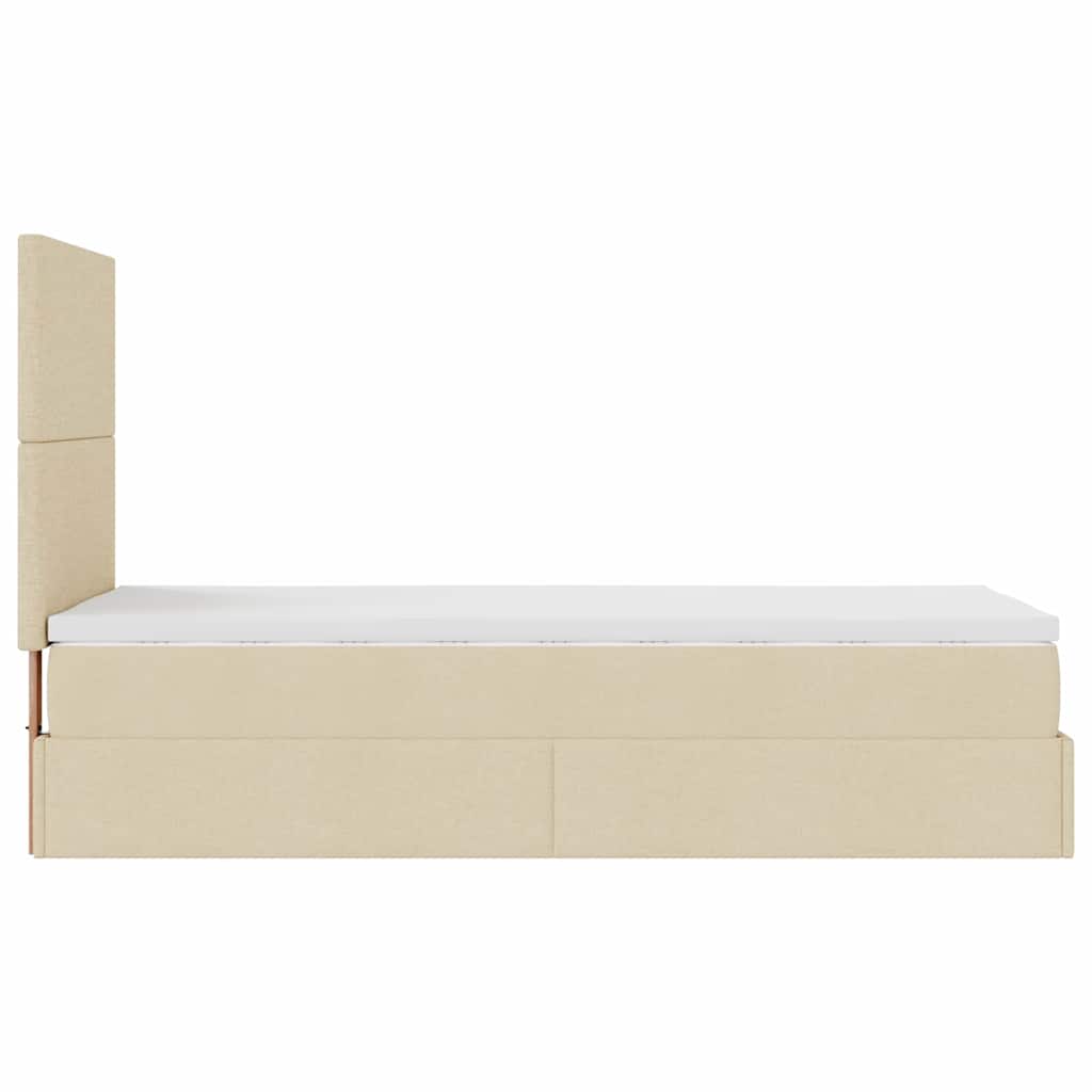 Otomanski okvir kreveta s madraca krem 100x200cm od tkanine