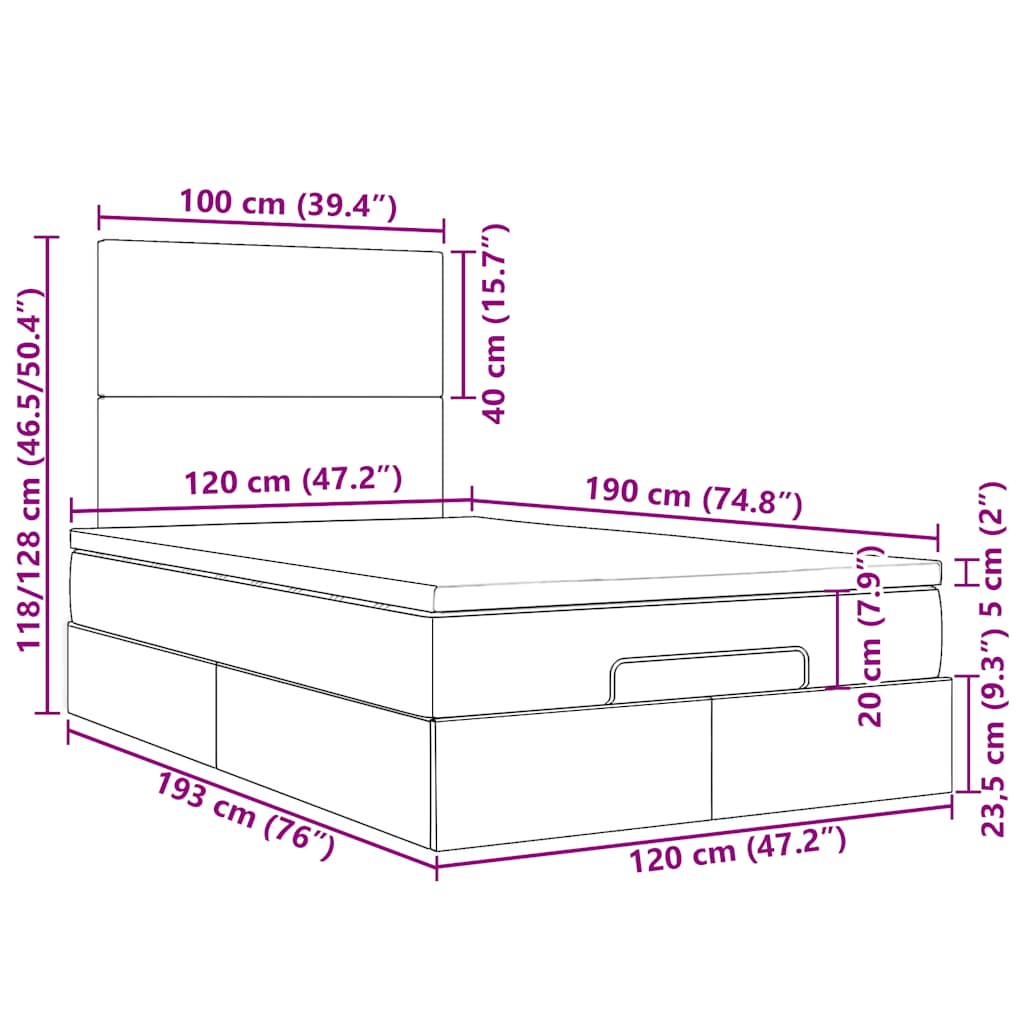 Okvir za krevet s madraca tamnosmeđi 120x190 cm od tkanine