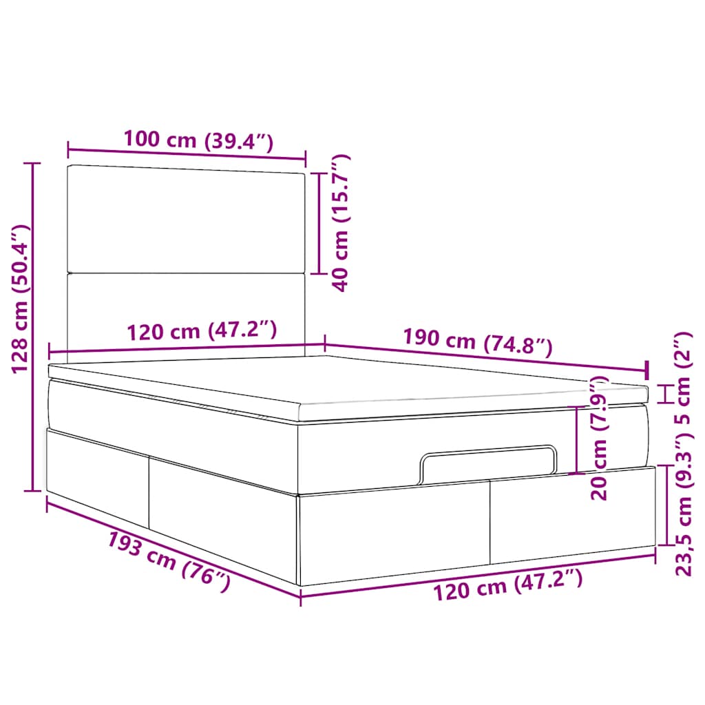 Otomanski krevet madracem i LED plava 120x190 cm tkanina