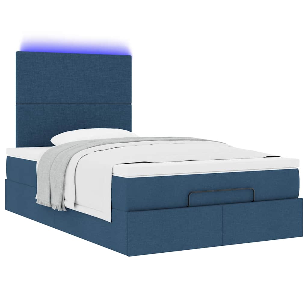 Otomanski krevet madracem i LED plava 120x190 cm tkanina