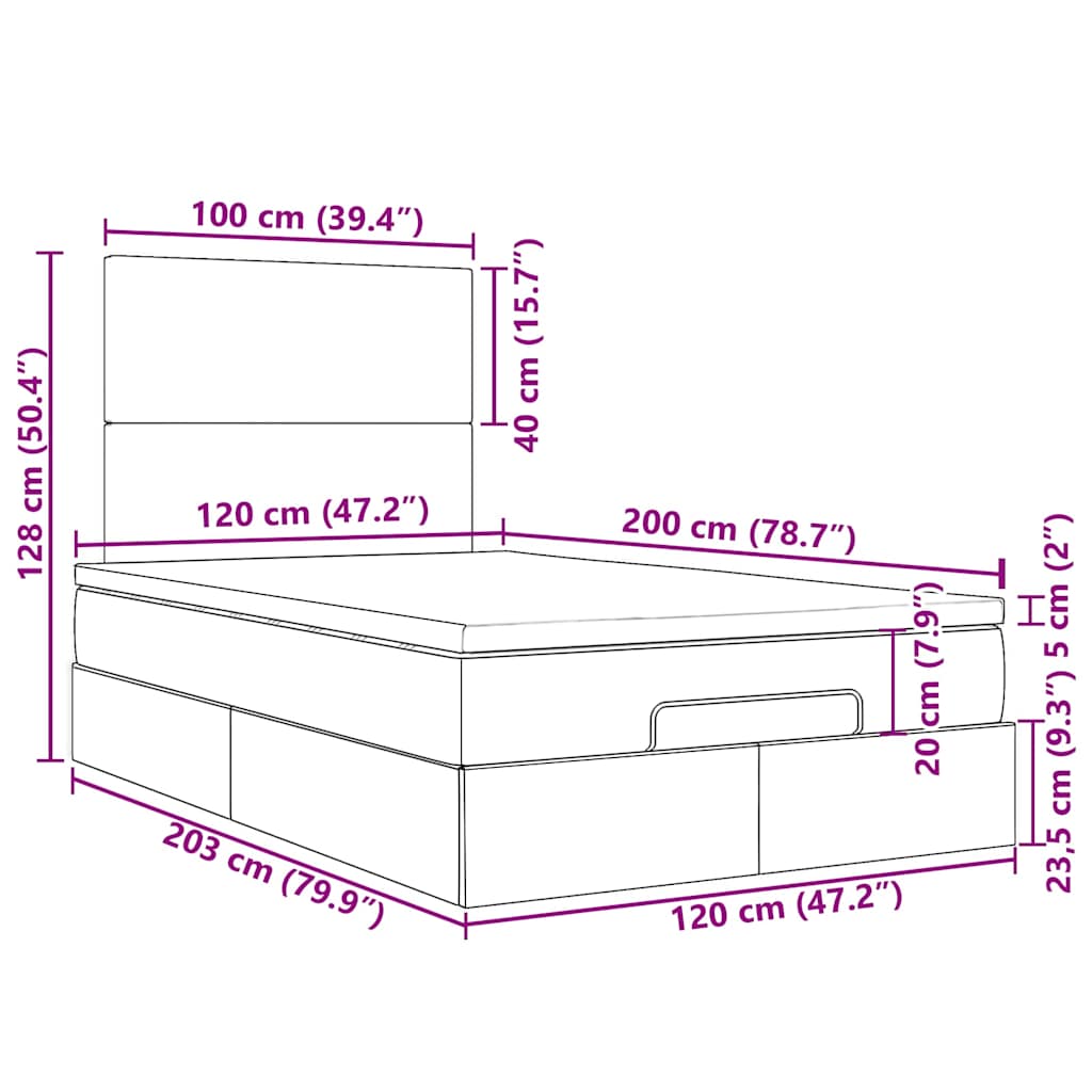 Okvir kreveta s madraca svijetlosivi 120x200cm od tkanine