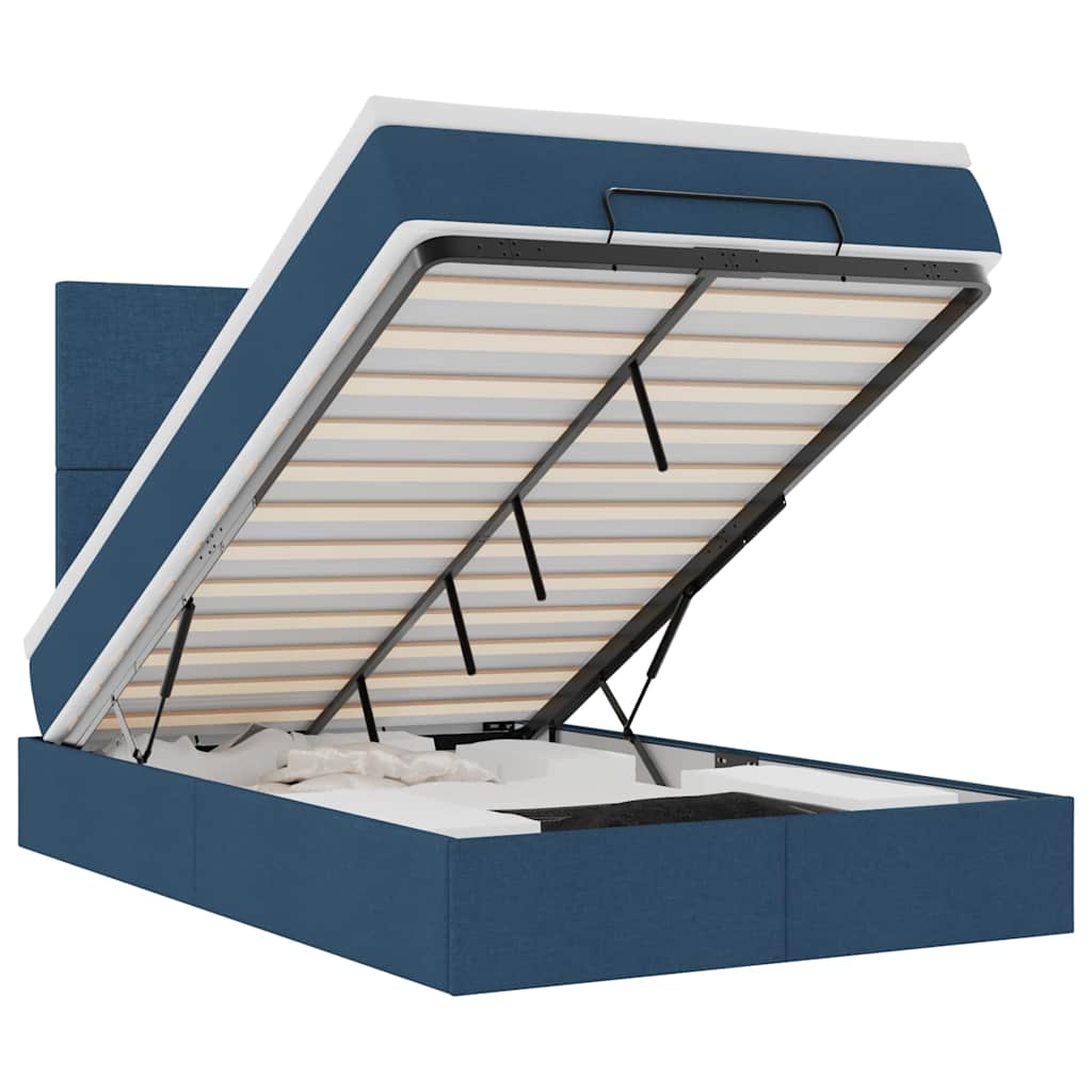 Otomanski krevet s madracem i LED plavi 120x200 cm tkanine