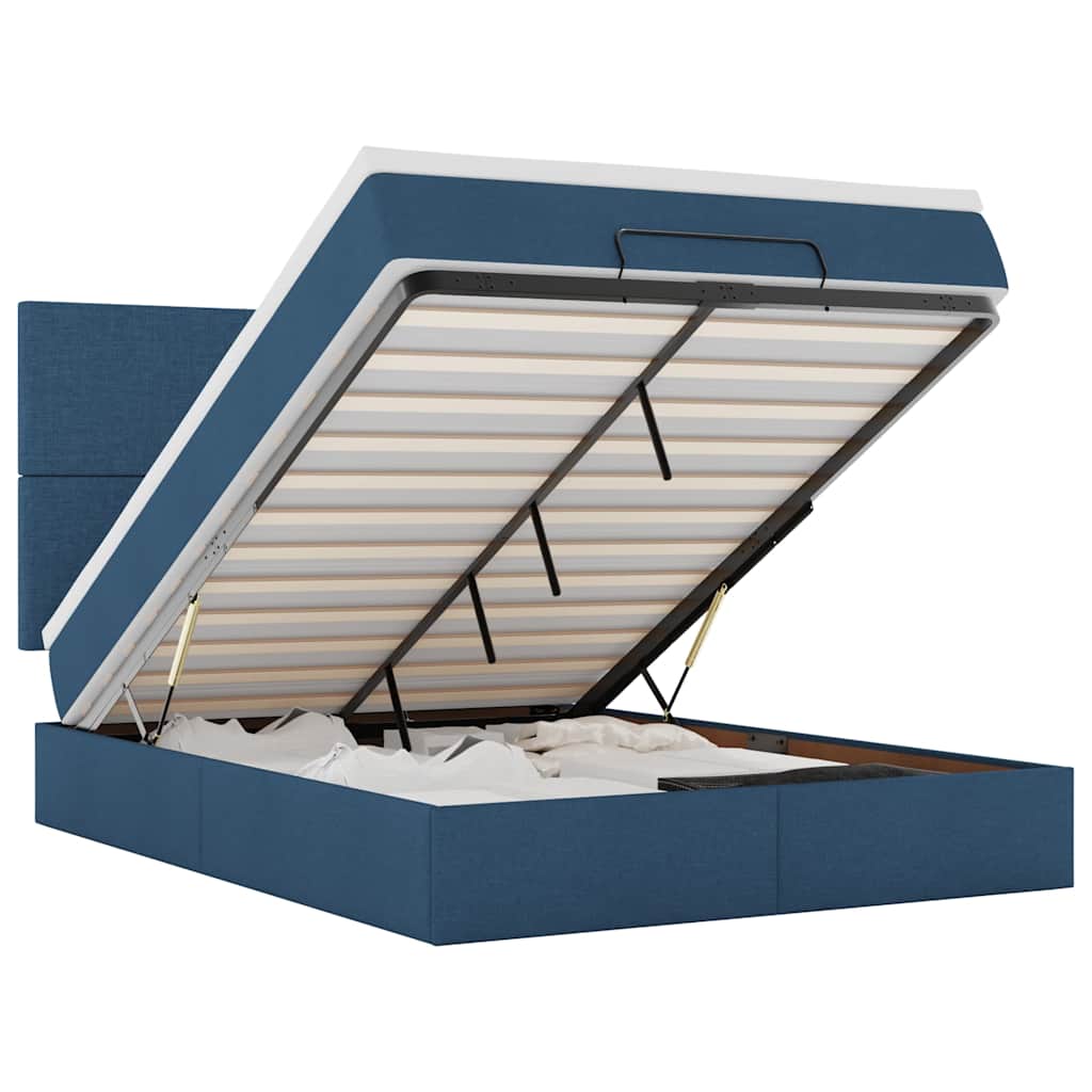 Otomanski krevet s madracem i LED plavi 140x190 cm tkanine