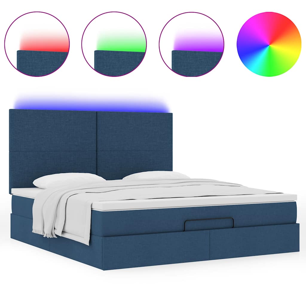 Otomanski krevet s madracem i LED plavi 160x200cm tkanine
