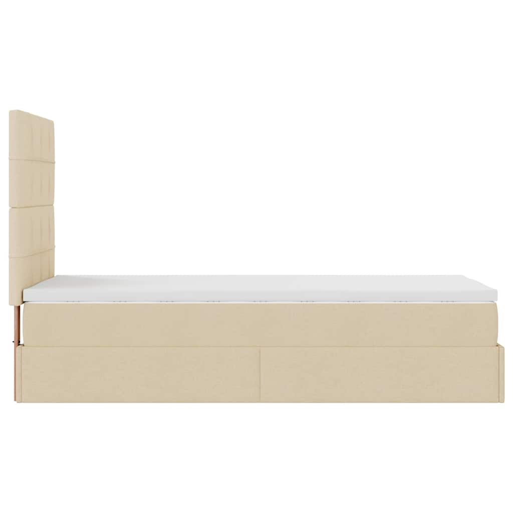 Otomanski okvir kreveta s madraca krem 90x190cm od tkanine