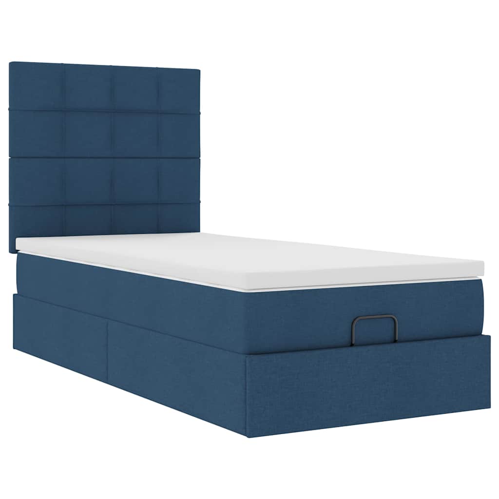 Otomanski krevet s madracem i LED plavi 90x200 cm tkanine