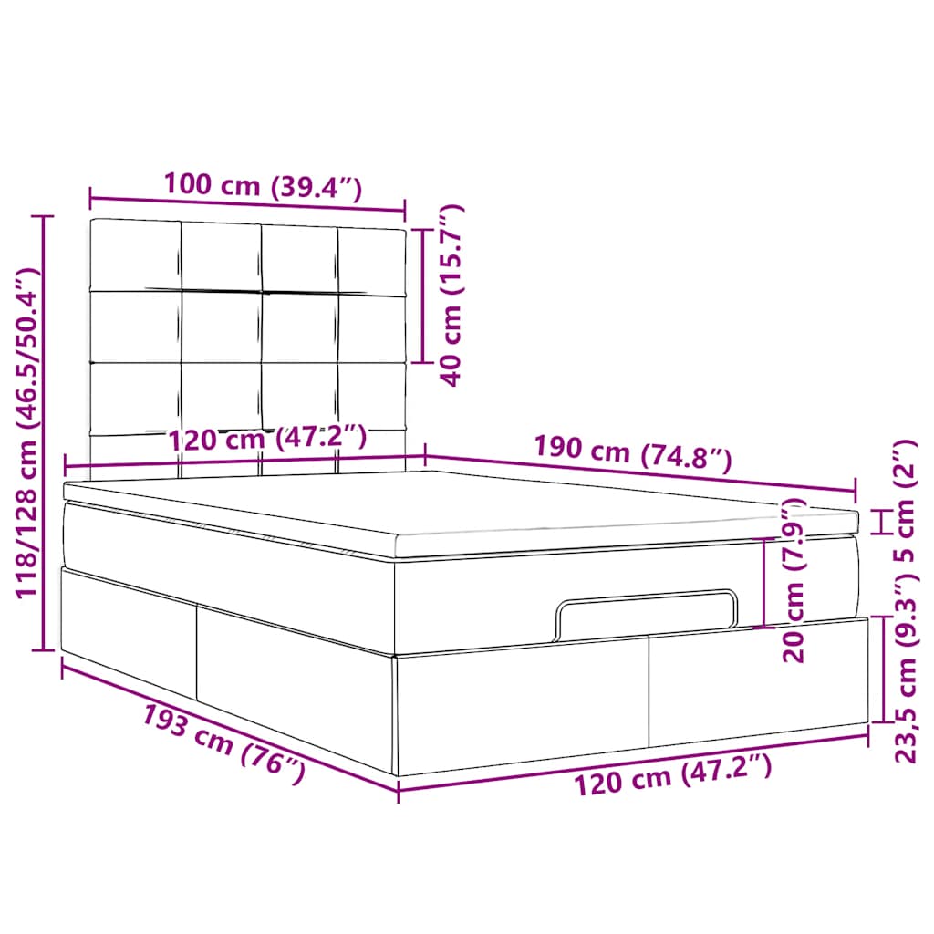 Okvir za krevet s madraca tamnosmeđi 120x190 cm od tkanine