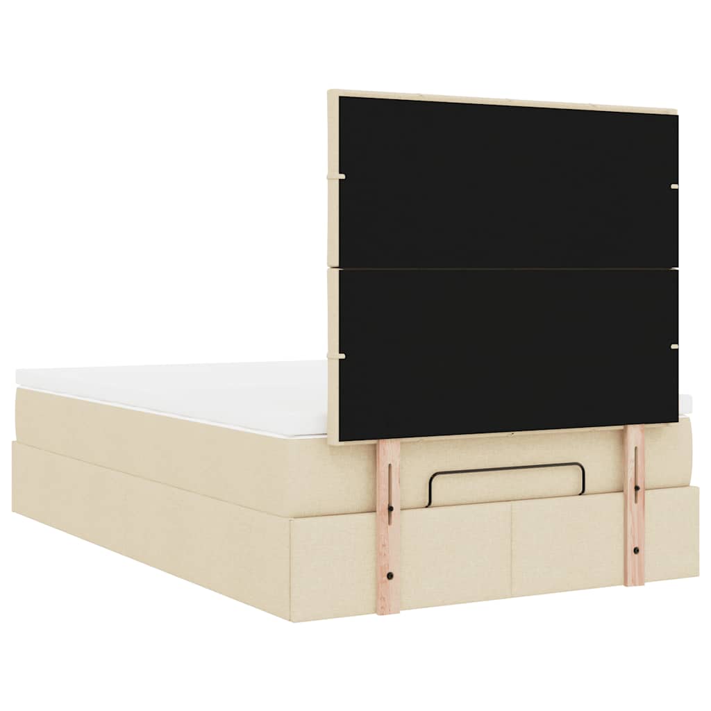 Otomanski krevet madracem i LED krem 120x190 cm tkanina