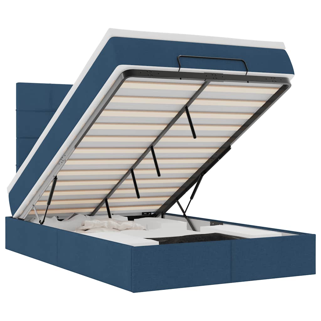 Otomanski krevet madracem i LED plava 120x190 cm tkanina