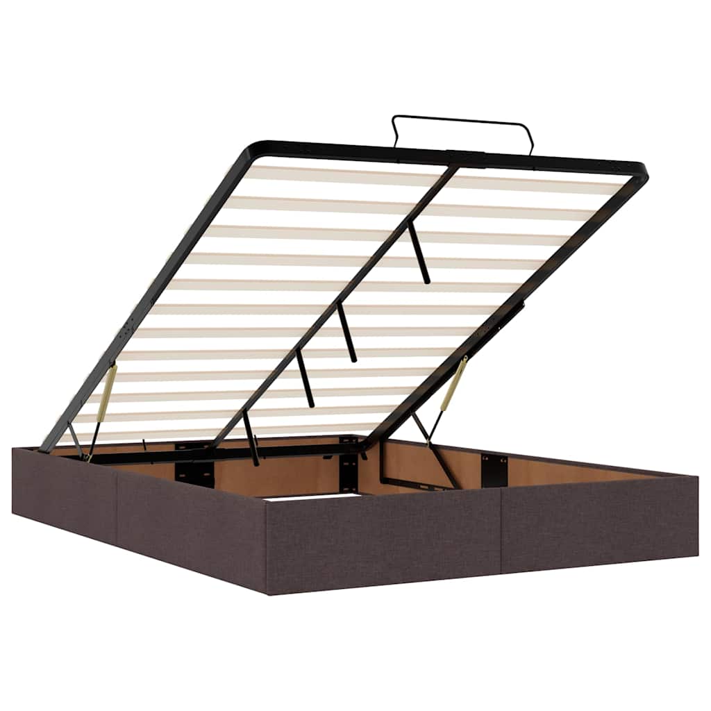 Otomanski krevet s madracem i LED tamnosmeđi 140x190 cm tkanine