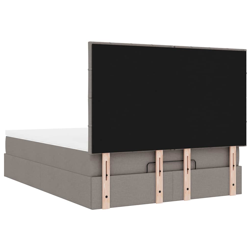Otomanski krevet s madracem i LED smeđesivi 140x200 cm tkanine