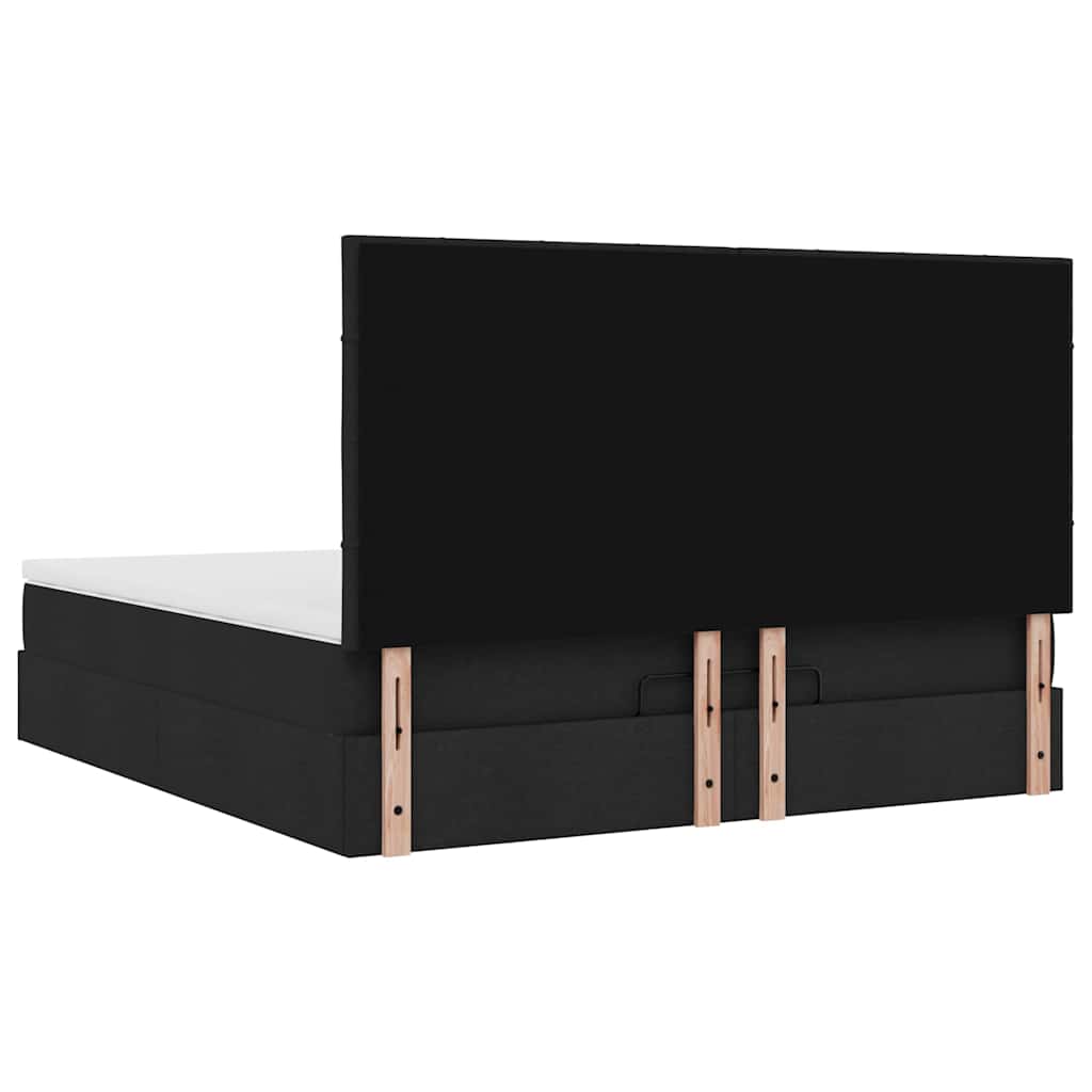 Otomanski krevet s madracem i LED crni 160x200cm tkanine