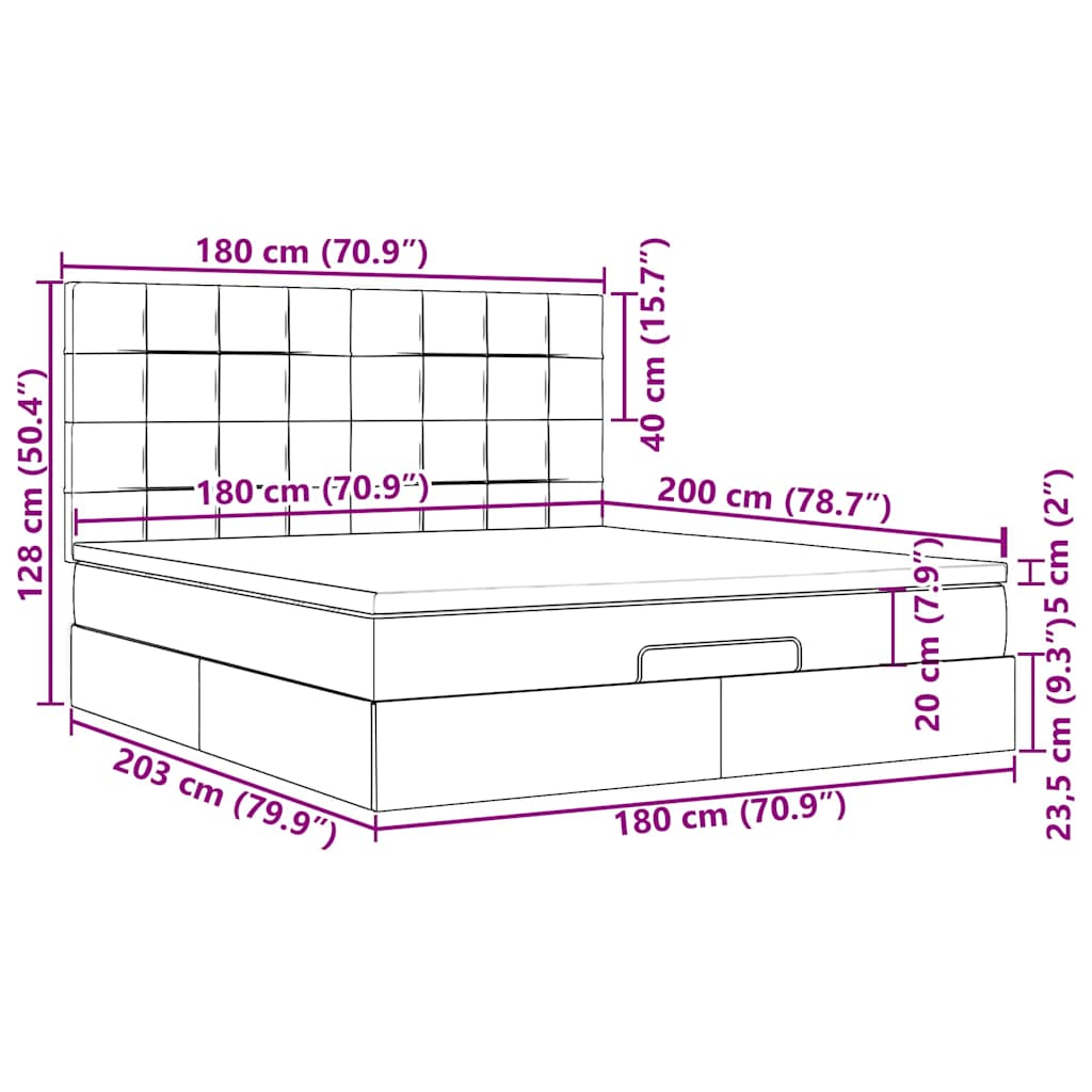 Otomanski krevet s madracem i LED plavi 180x200cm od tkanine