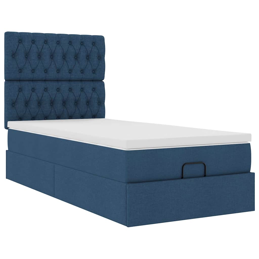 Otomanski krevet s madracem i LED plavi 90x200 cm tkanine