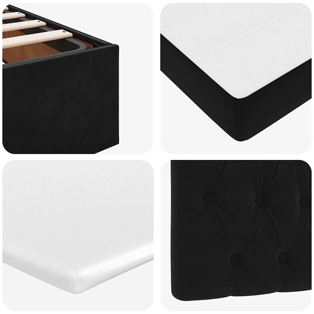 Otomanski krevet madracem i LED crna 120x190 cm tkanina