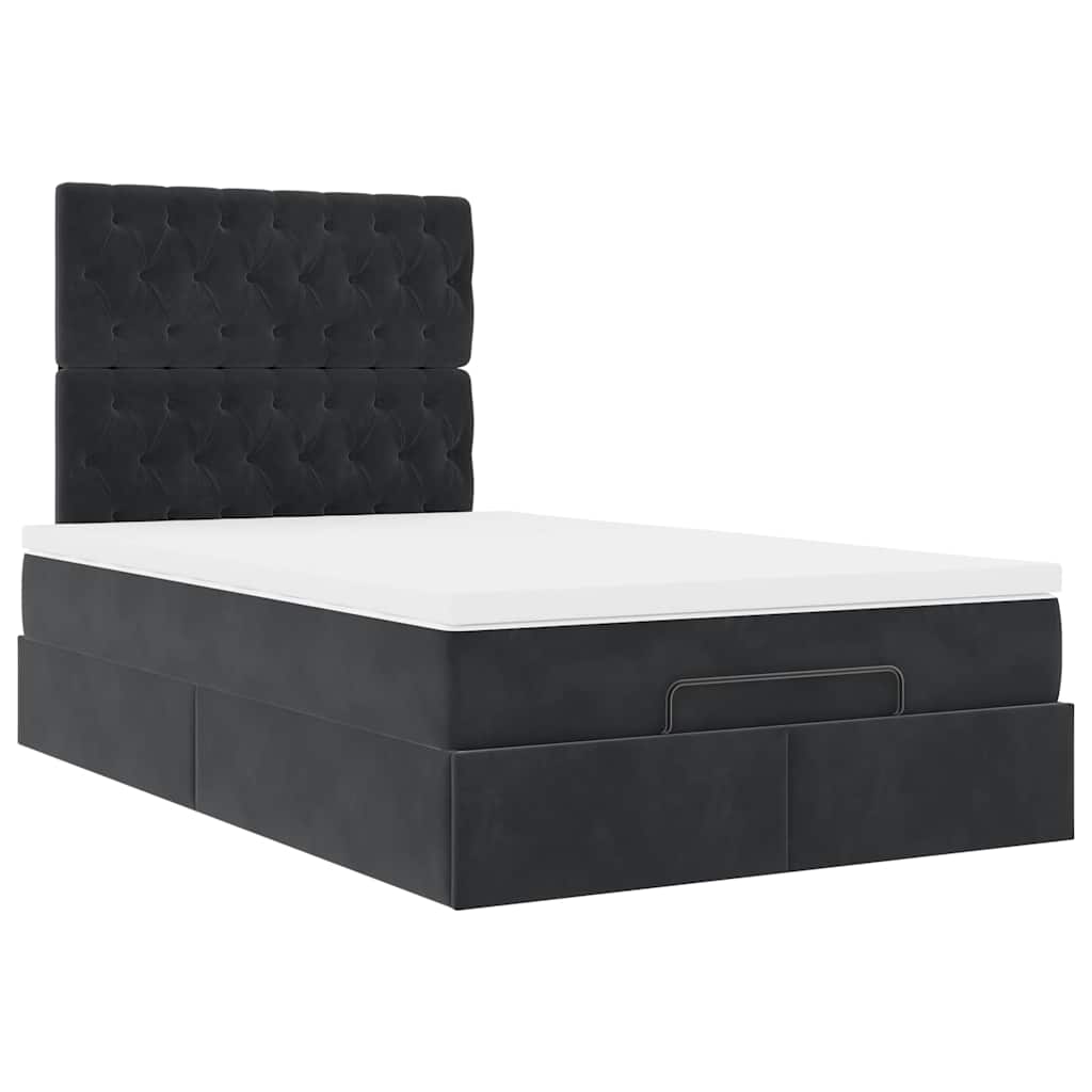 Otomanski krevet madracem i LED crna 120x190 cm tkanina