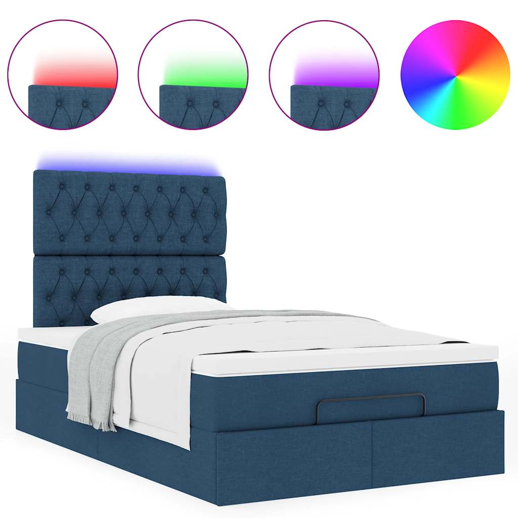 Otomanski krevet madracem i LED plava 120x190 cm tkanina