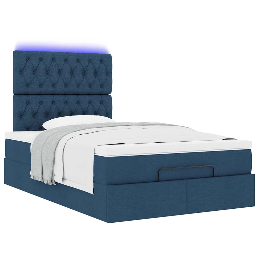 Otomanski krevet madracem i LED plava 120x190 cm tkanina
