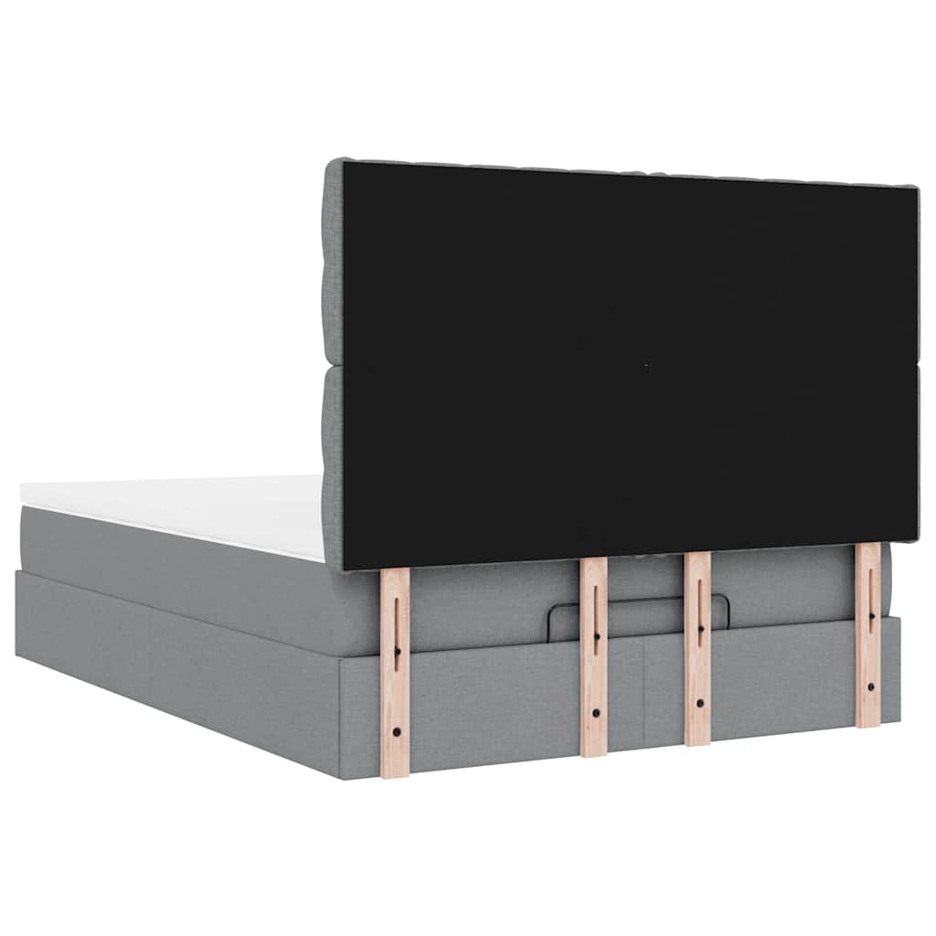 Otomanski krevet s madracem&LED svijetlosivi 140x190 cm tkanine