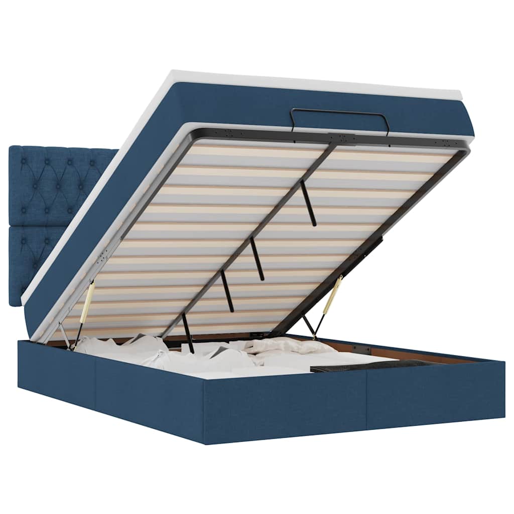 Otomanski krevet s madracem i LED plavi 140x190 cm tkanine