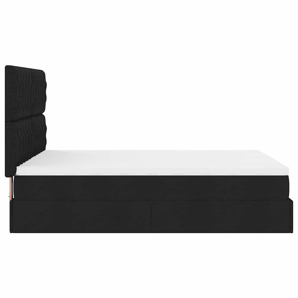 Otomanski krevet s madracem i LED crni 140x200 cm od tkanine