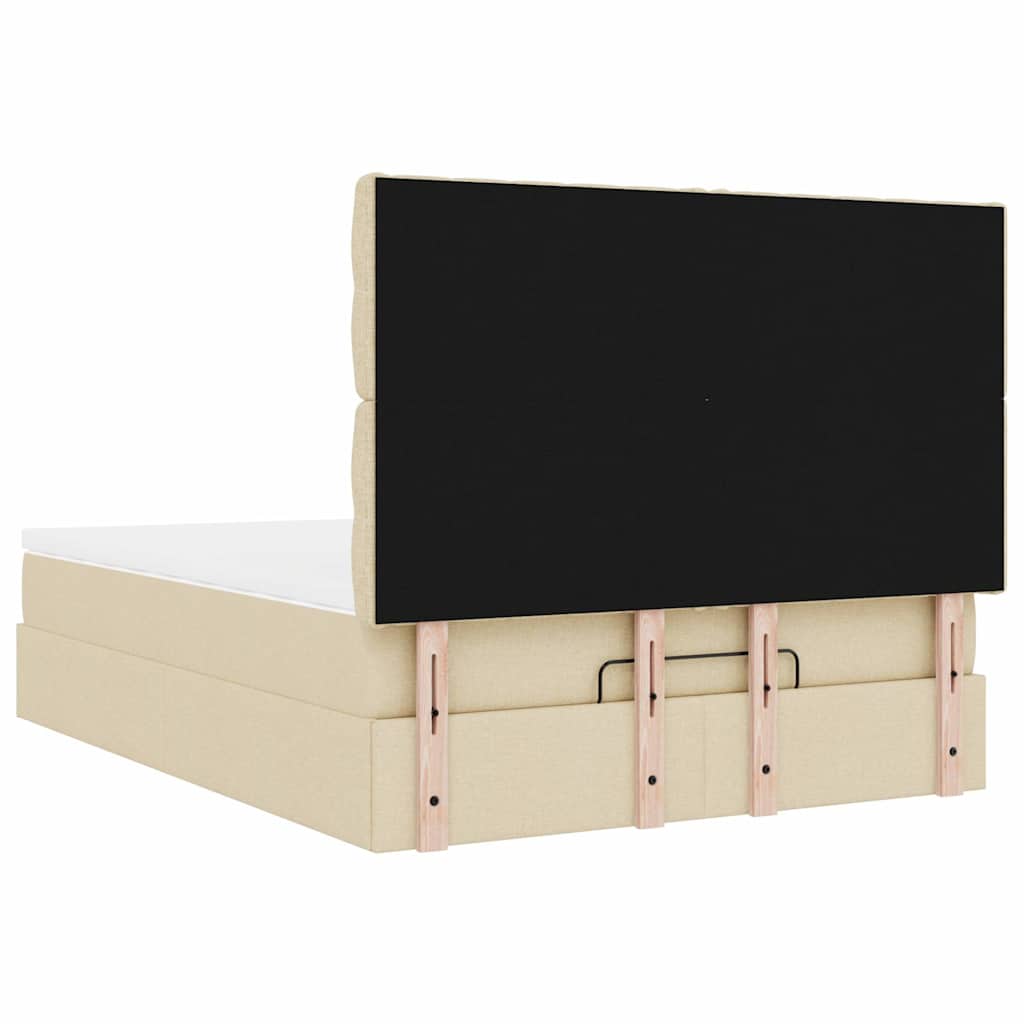 Otomanski krevet s madracem i LED krem 140x200 cm tkanine