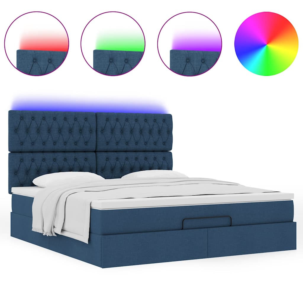 Otomanski krevet s madracem i LED plavi 180x200cm od tkanine