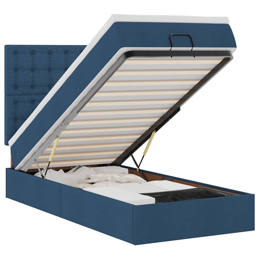 Otomanski krevet s madracem i LED plavi 90x200 cm tkanine