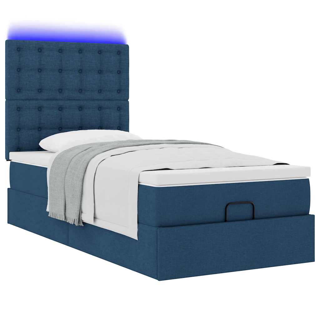 Otomanski krevet s madracem i LED plavi 100x200 cm tkanine