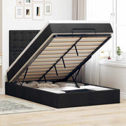 Otomanski krevet madracem i LED crna 120x190 cm tkanina