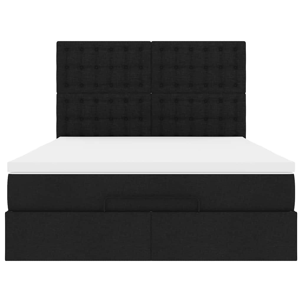 Otomanski krevet s madracem i LED crni 140x200 cm od tkanine