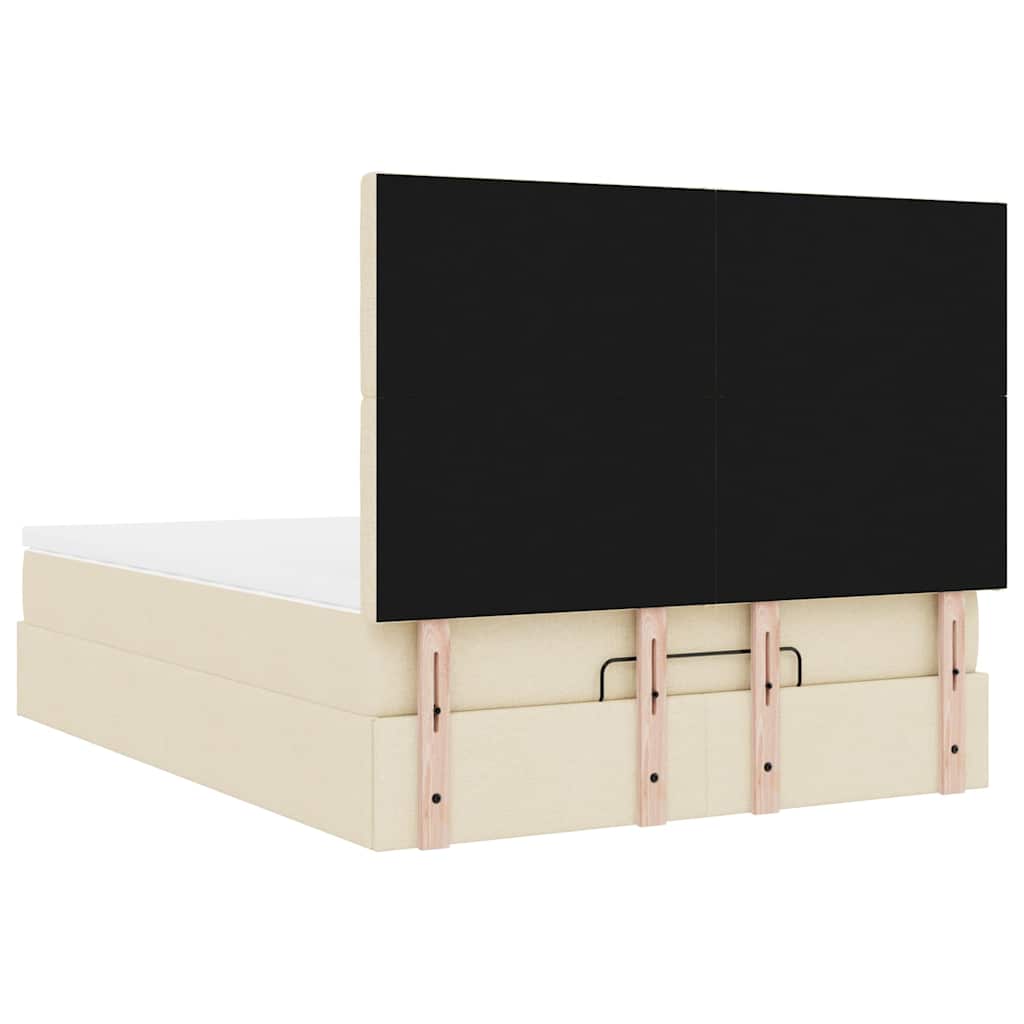 Otomanski krevet s madracem i LED krem 140x200 cm tkanine