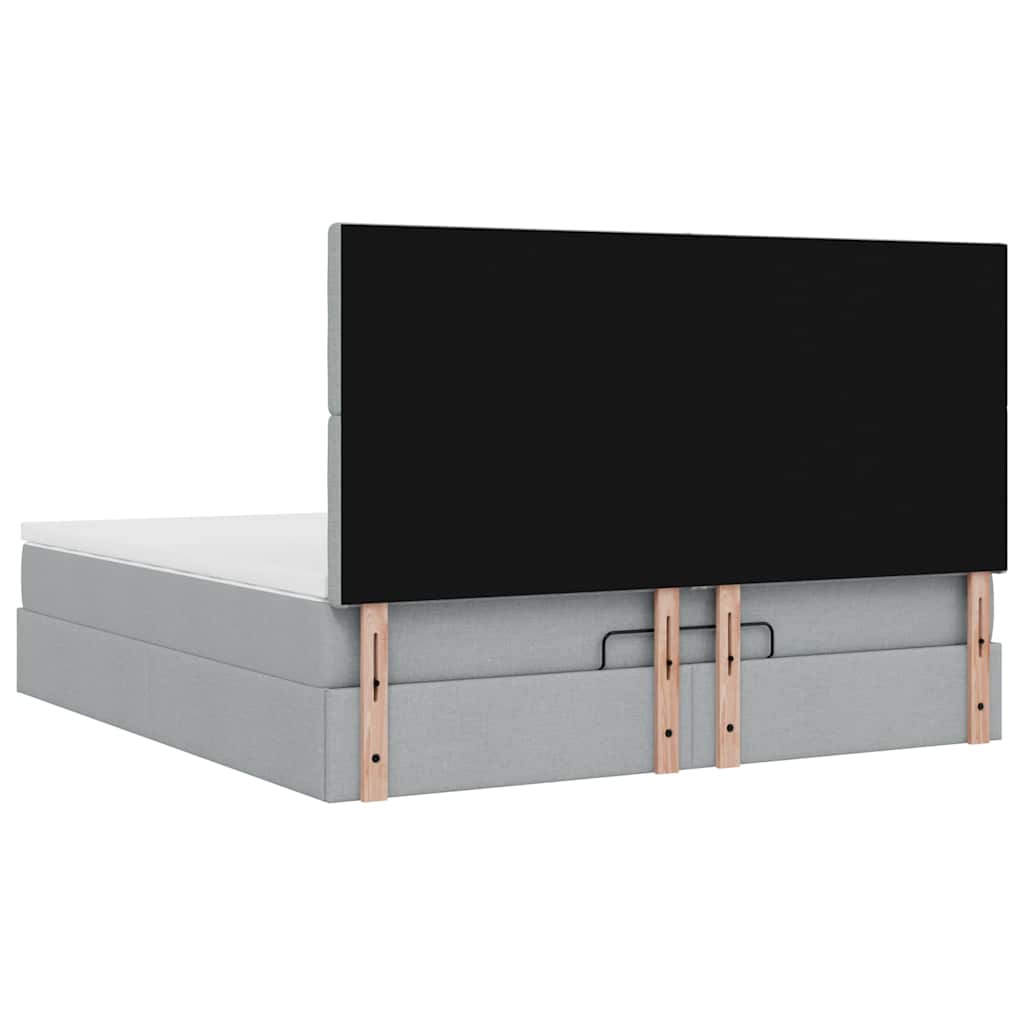 Otomanski krevet s madracem&LED svijetlosivi 180x200cm tkanine