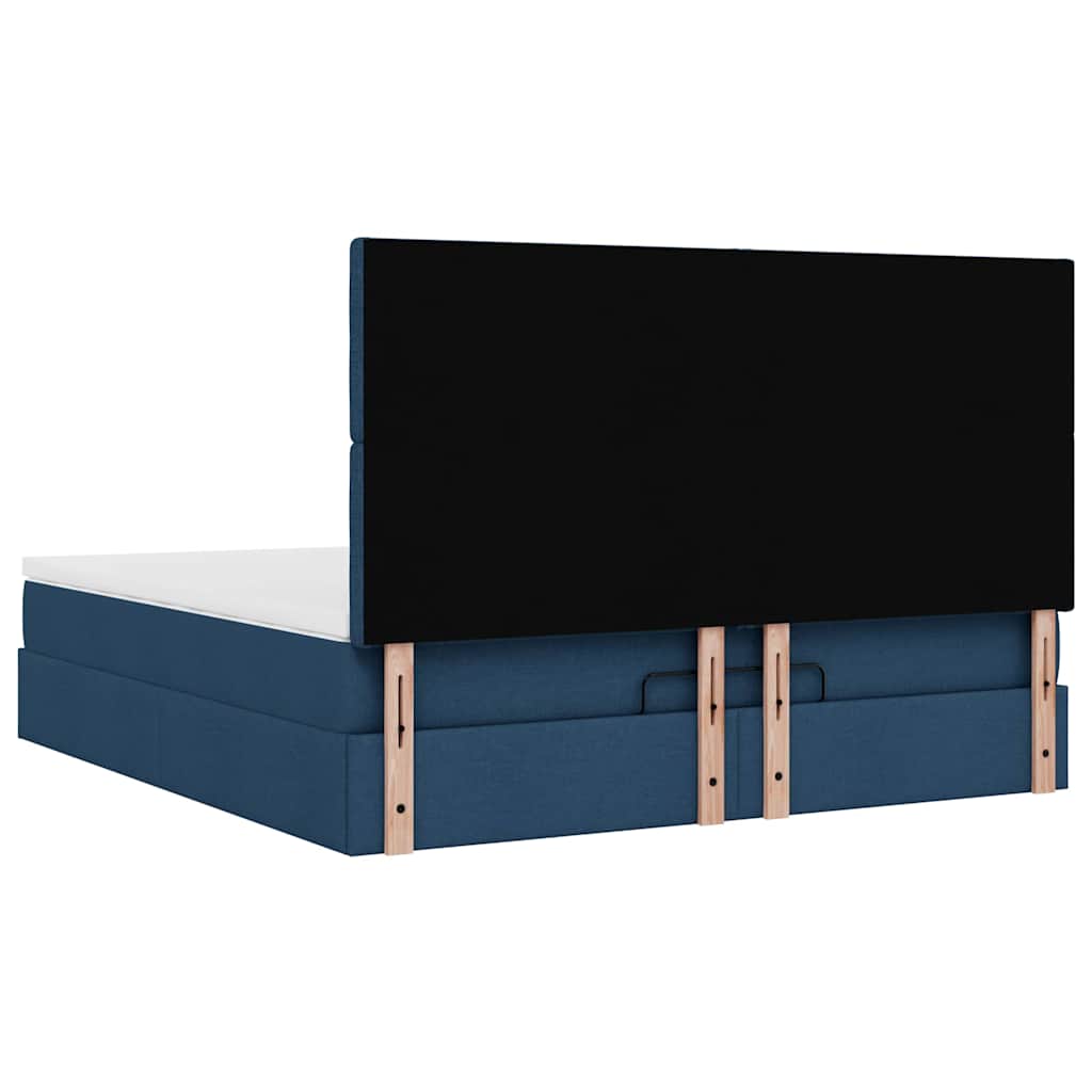 Otomanski krevet s madracem i LED plavi 180x200cm od tkanine