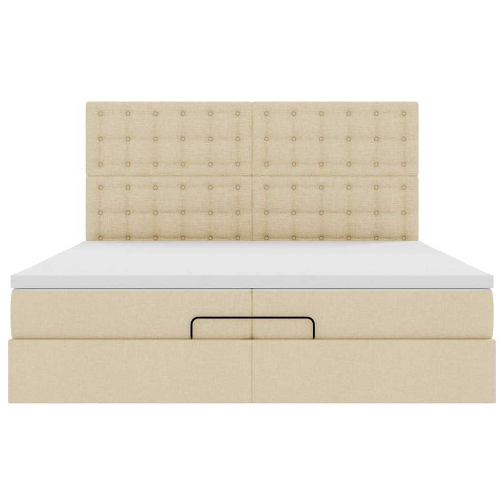 Otomanski okvir kreveta s madracima krem 200x200cm od tkanine