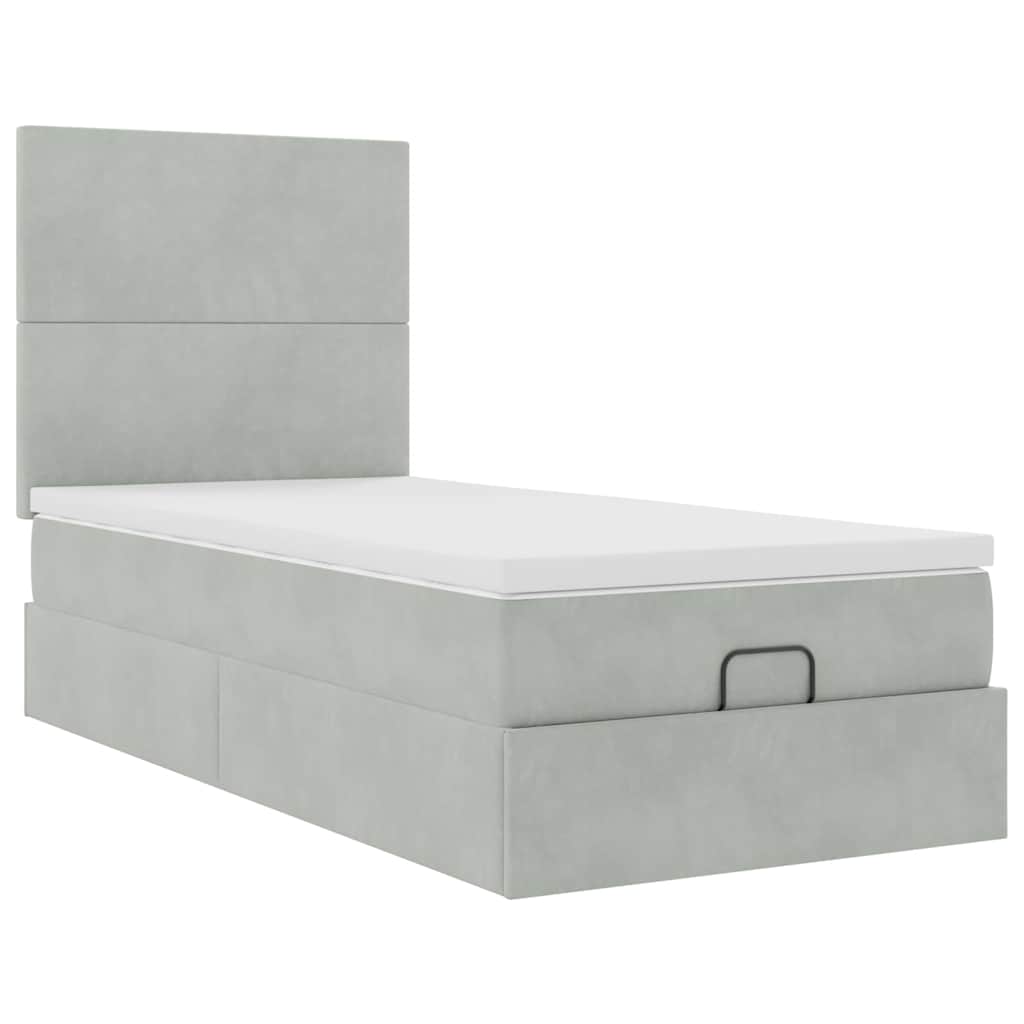 Okvir za krevet s madracima svjetlosivi 80x200 cm baršunasti