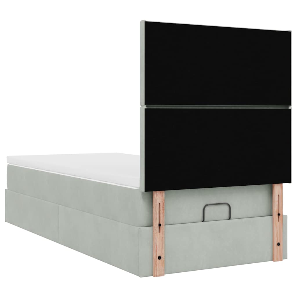 Okvir za krevet s madracima svjetlosivi 80x200 cm baršunasti
