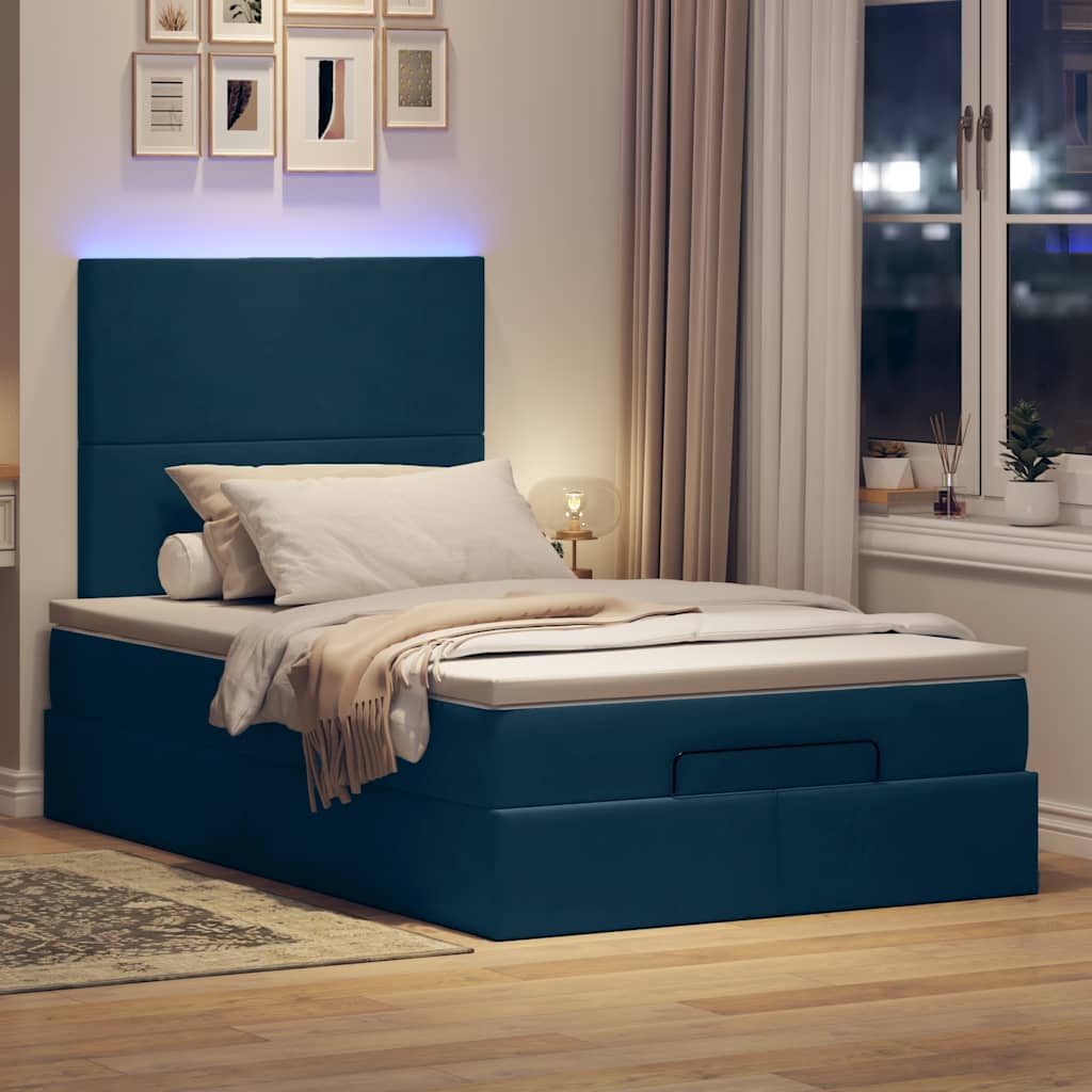 Okvir za krevet s madracima tamnoplavi 120x190 cm baršunasti