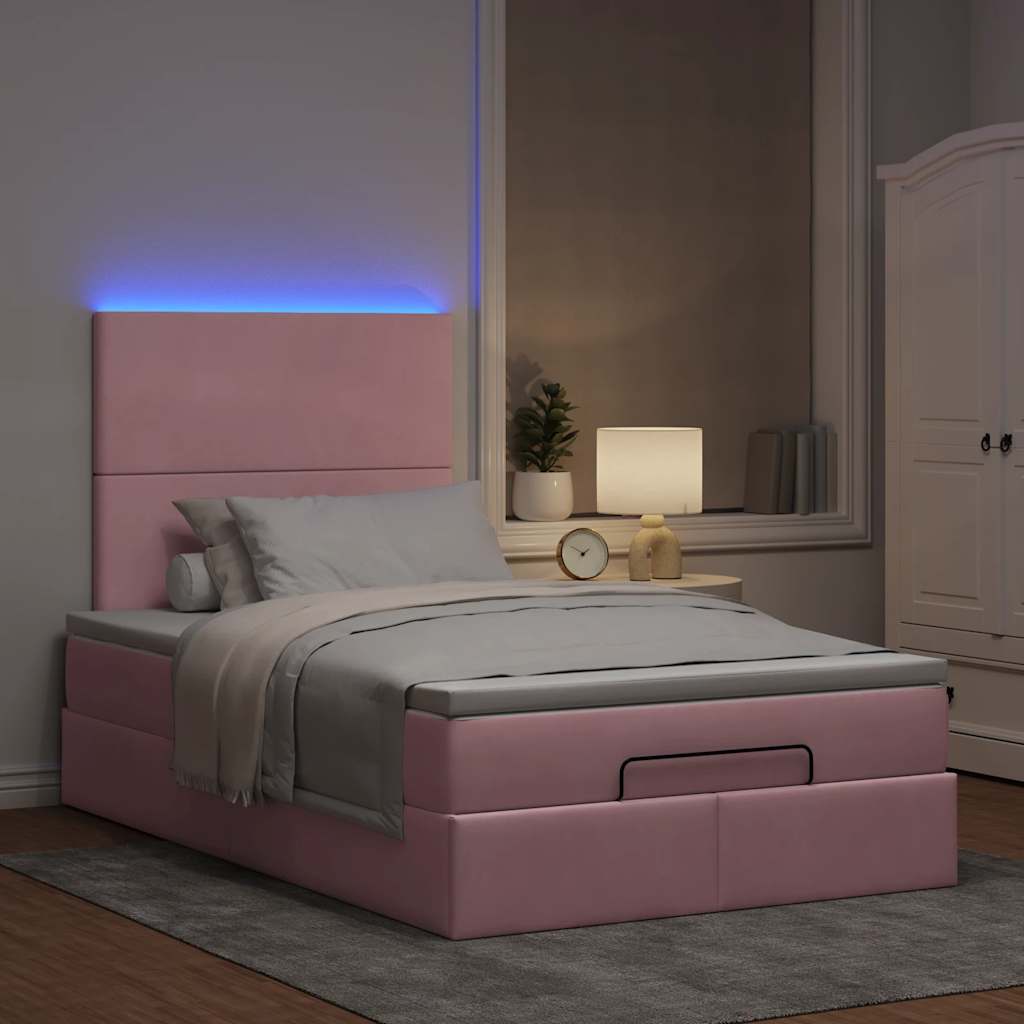 Okvir kreveta s madracima ružičasti 120x200cm baršunasti