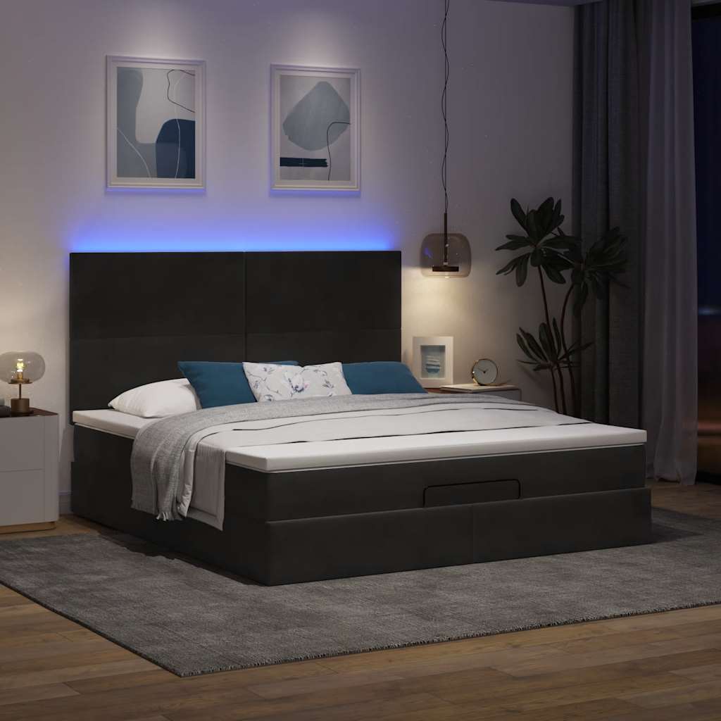 Okvir kreveta s madracima crni 160x200cm baršunasti