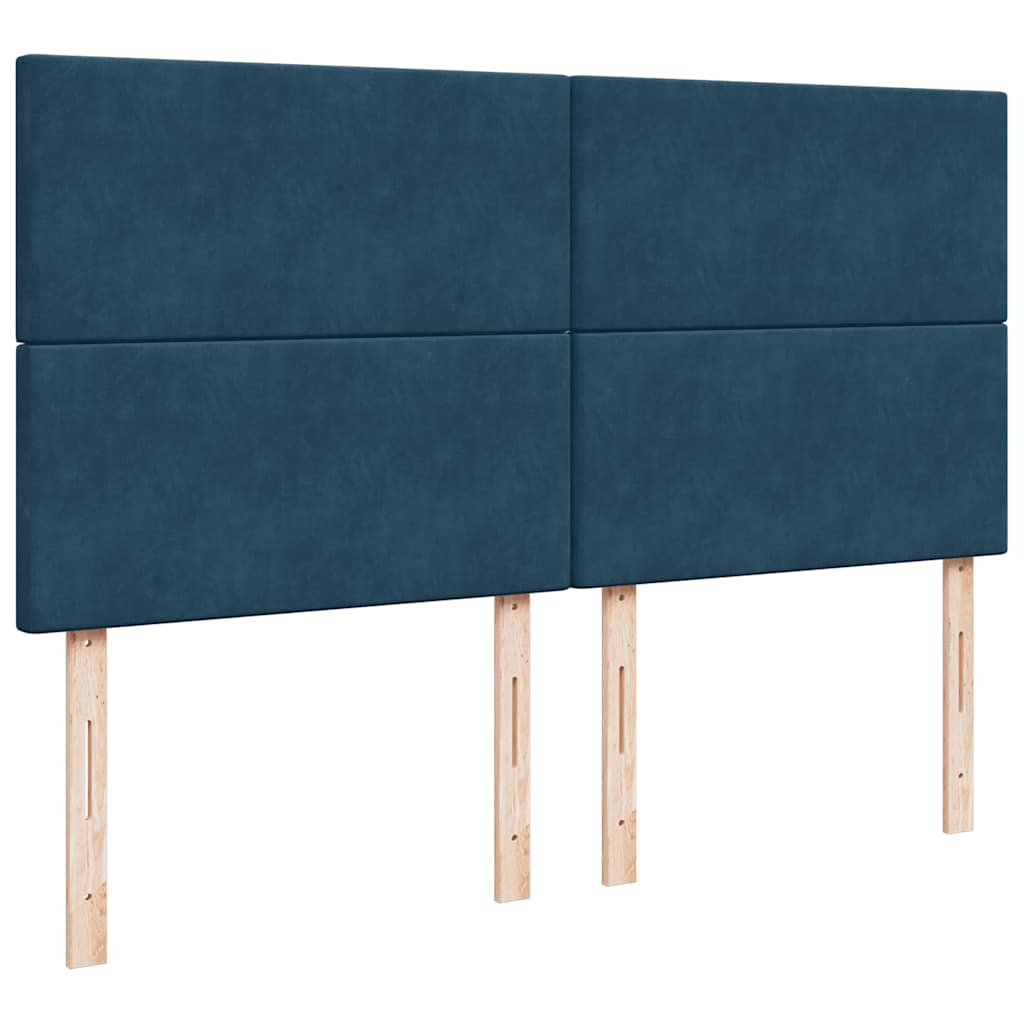 Otomanski okvir kreveta s madracima plavi 200x200cm baršunasti