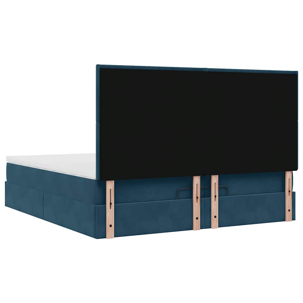 Otomanski okvir kreveta s madracima plavi 200x200cm baršunasti