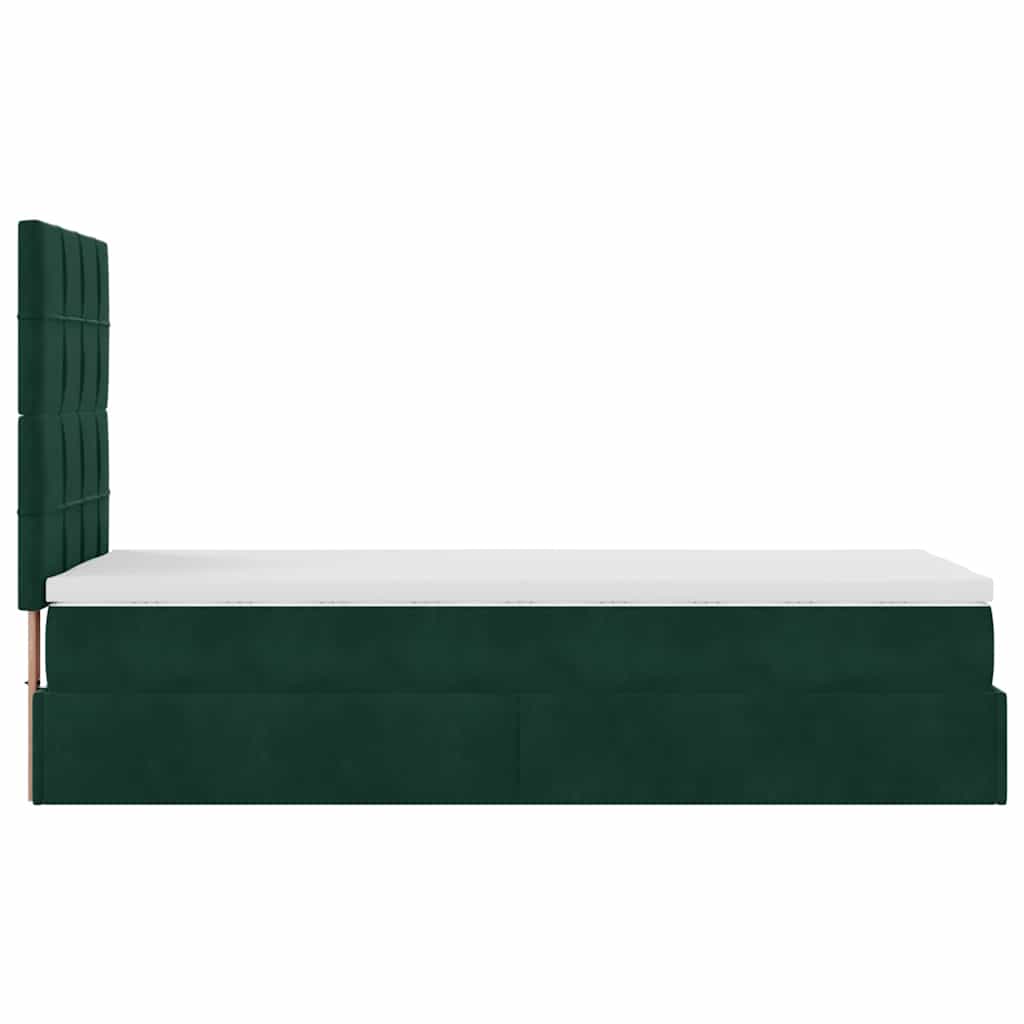 Okvir kreveta s madracima tamnozeleni 80x200cm baršunasti