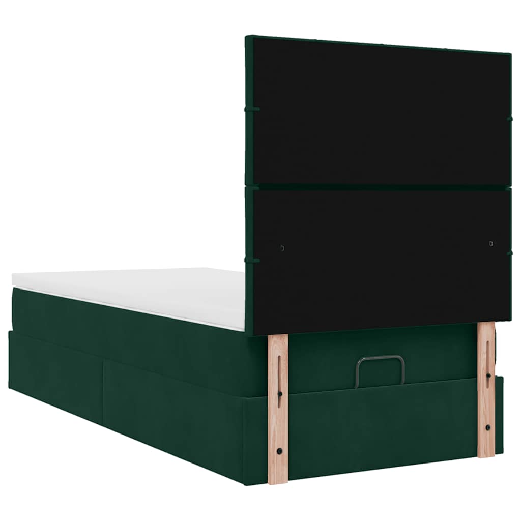 Okvir kreveta s madracima tamnozeleni 80x200cm baršunasti