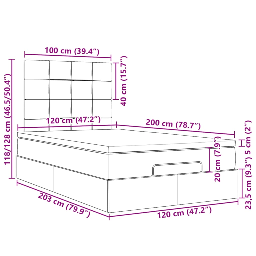 Okvir kreveta s madracima tamnoplavi 120x200 cm baršunasti